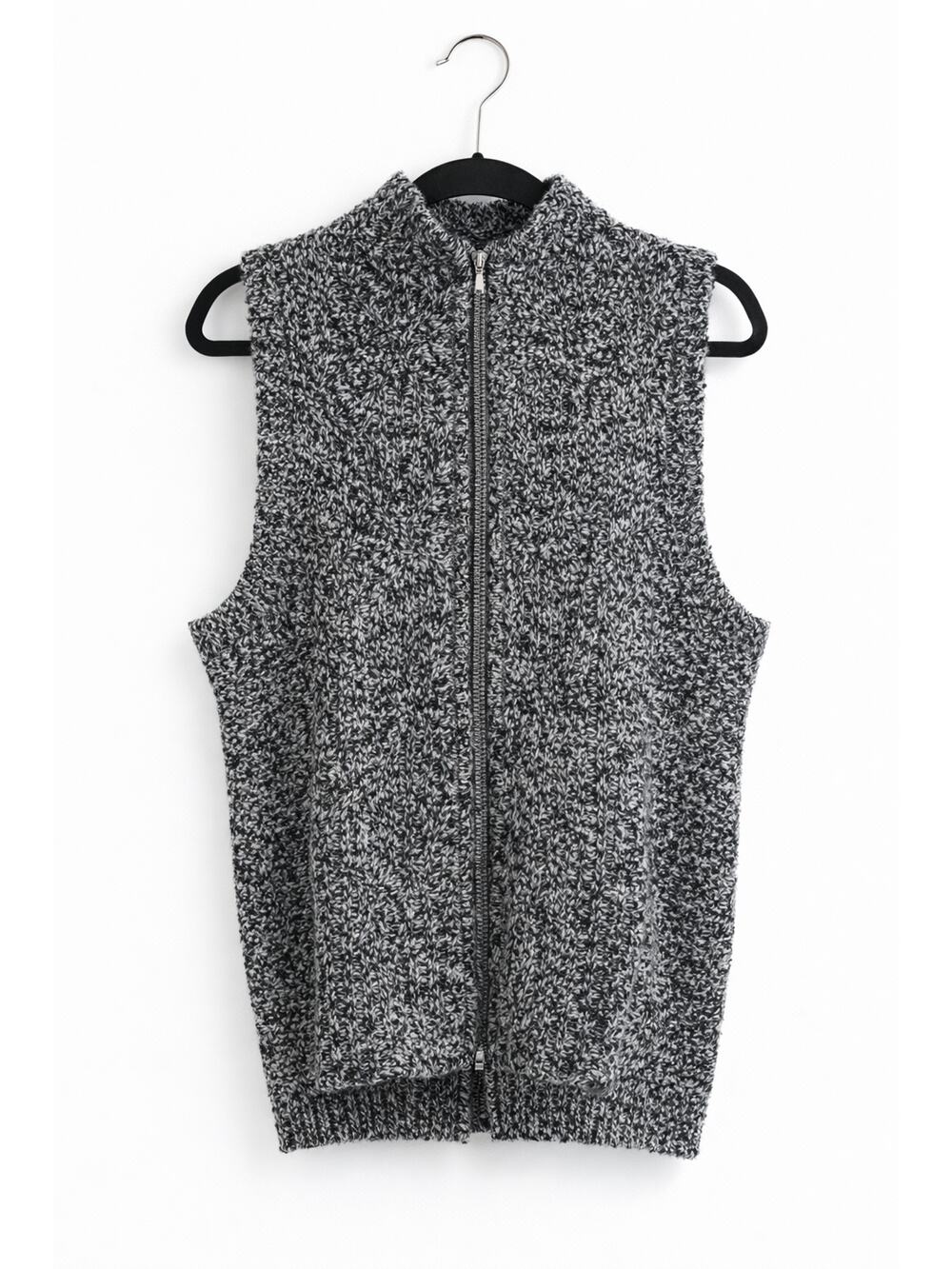 Womens Knit Sweater Vest Zip Up Marled Fleece Casual Layering Cozy Fishermancore
